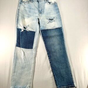Women’s Junior Celebrity Pink Two Toned Patched Blue Jeans Size 11/30 #769